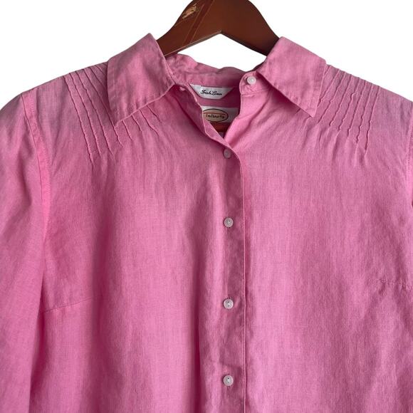 Vintage Talbots Women‎ Top SP Irish Linen Button Up Preppy Coastal Office Travel - Picture 9 of 10